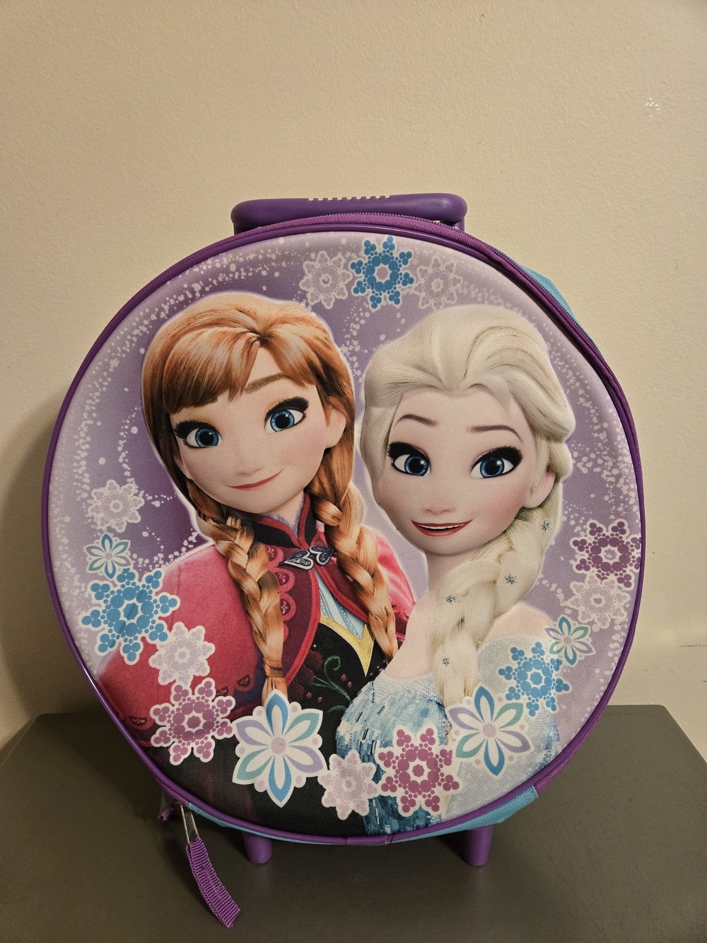 Disney Frozen Anna & Elsa Kids Round Rolling Suitcase